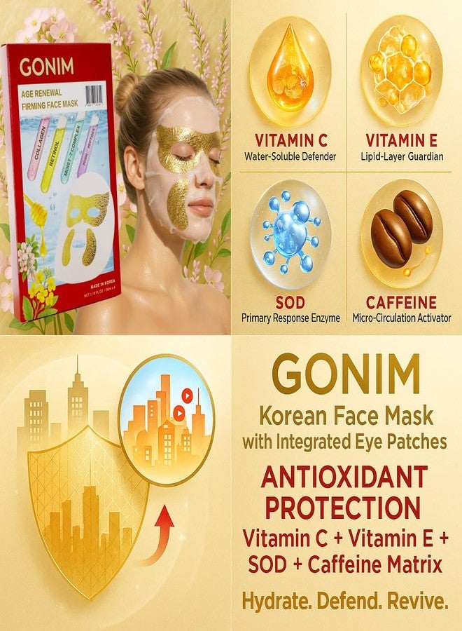 GONIM Eye Patches Eye Mask with Integrated Korean Face Mask-Collagen Peptides,Salmon DNA PDRN, Retinol & Caffeine, Eye Patches for Puffy Eyes and Dark Circles Korean Skin Care Anti Aging 35ml/1.18ozx4 - Image 4